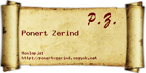 Ponert Zerind névjegykártya
